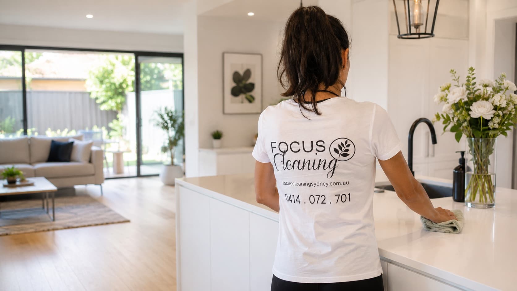 Focus Cleaning team finishing up in an immaculate Sydney home
