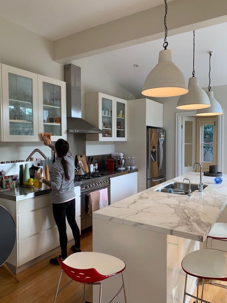 Focus cleaner detailing a kitchen